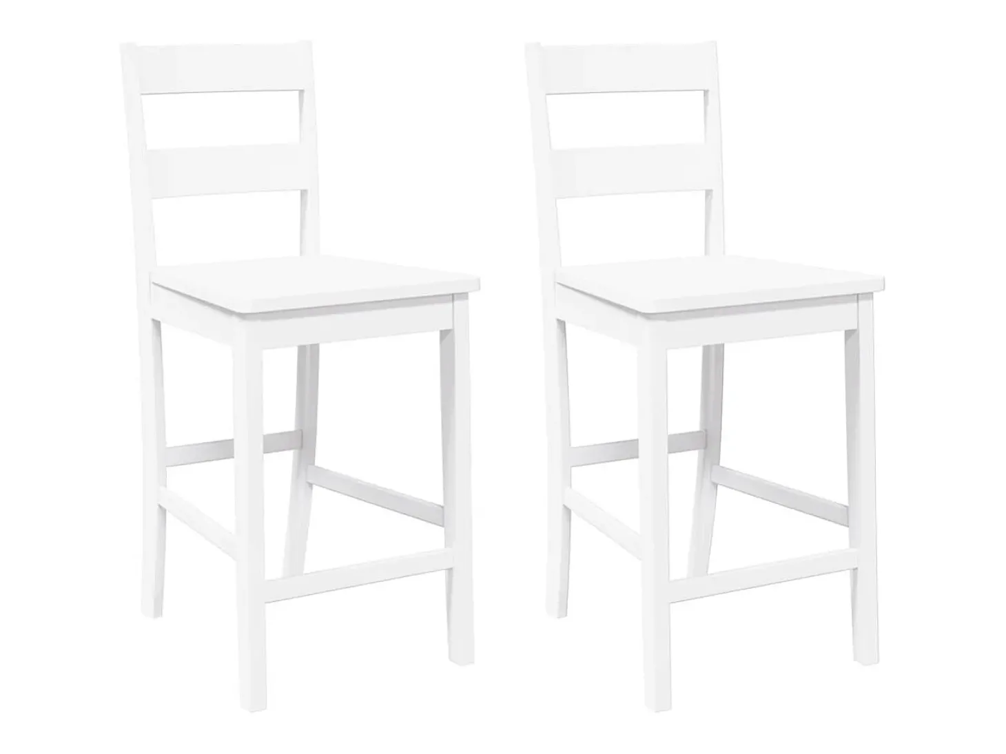 Bancos de bar 2 pcs madeira de seringueira maciça branco