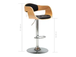 Bancos de bar 2 pcs madeira curvada e couro artificial preto