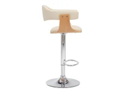 Bancos de bar 2 pcs madeira curvada e couro artificial creme PT913337