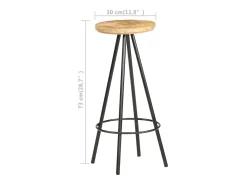Bancos de bar 4 pcs madeira de mangueira áspera