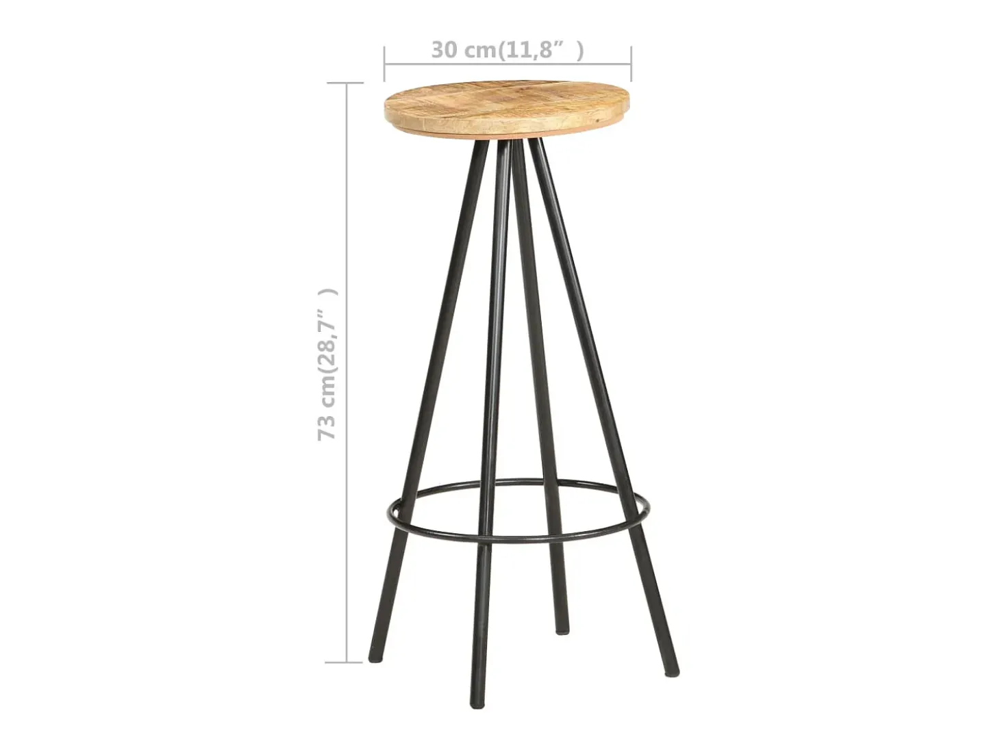 Bancos de bar 4 pcs madeira de mangueira áspera