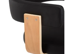 Bancos de bar 2 pcs madeira curvada e couro artificial preto