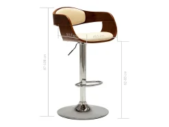 Bancos de bar 2 pcs madeira curvada e couro artificial creme