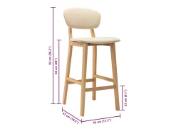 Bancos de bar 2 pcs tecido cor creme