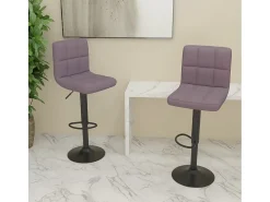 Bancos de bar 2 pcs tecido cinzento-acastanhado