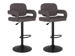 Bancos de bar 2 pcs tecido cinzento-acastanhado
