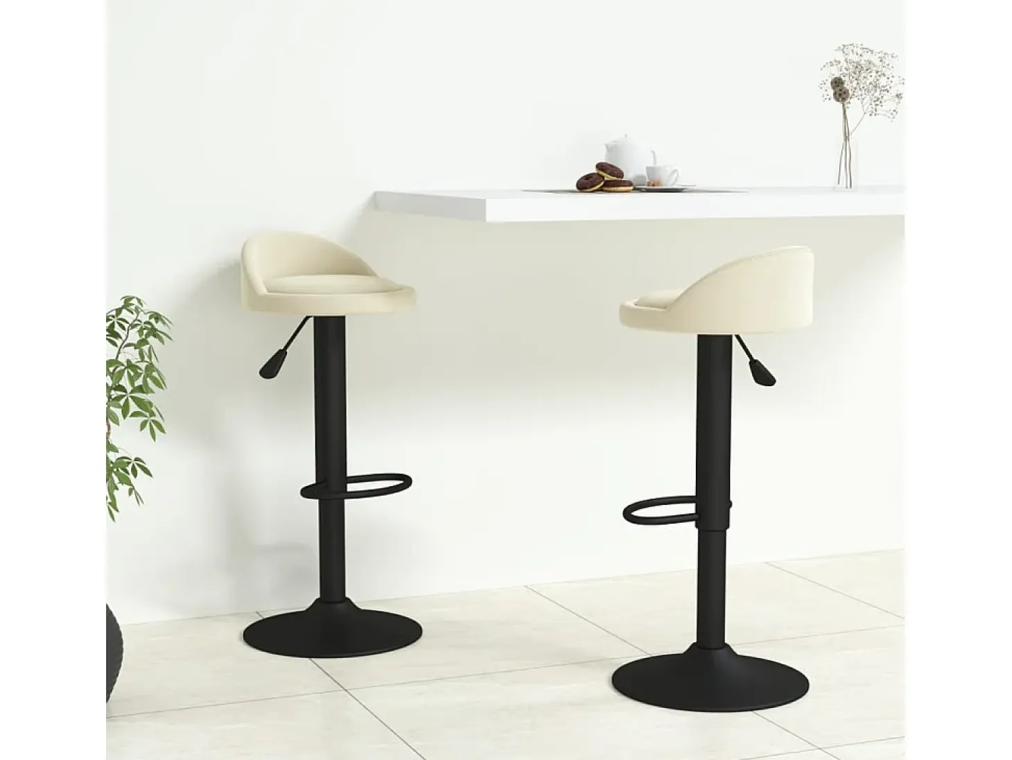 Bancos de bar 2 pcs veludo creme