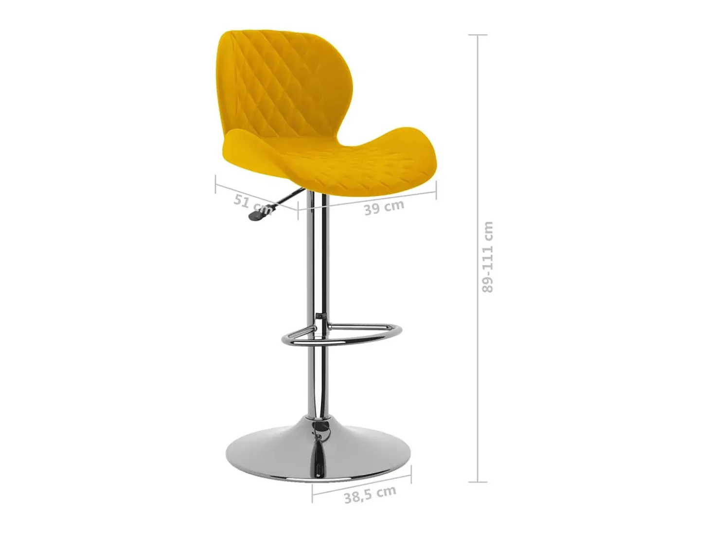 Bancos de bar 2 pcs veludo amarelo mostarda