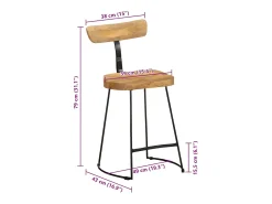 Bancos de bar 2 pcs 49x43x79 cm madeira de mangueira maciça
