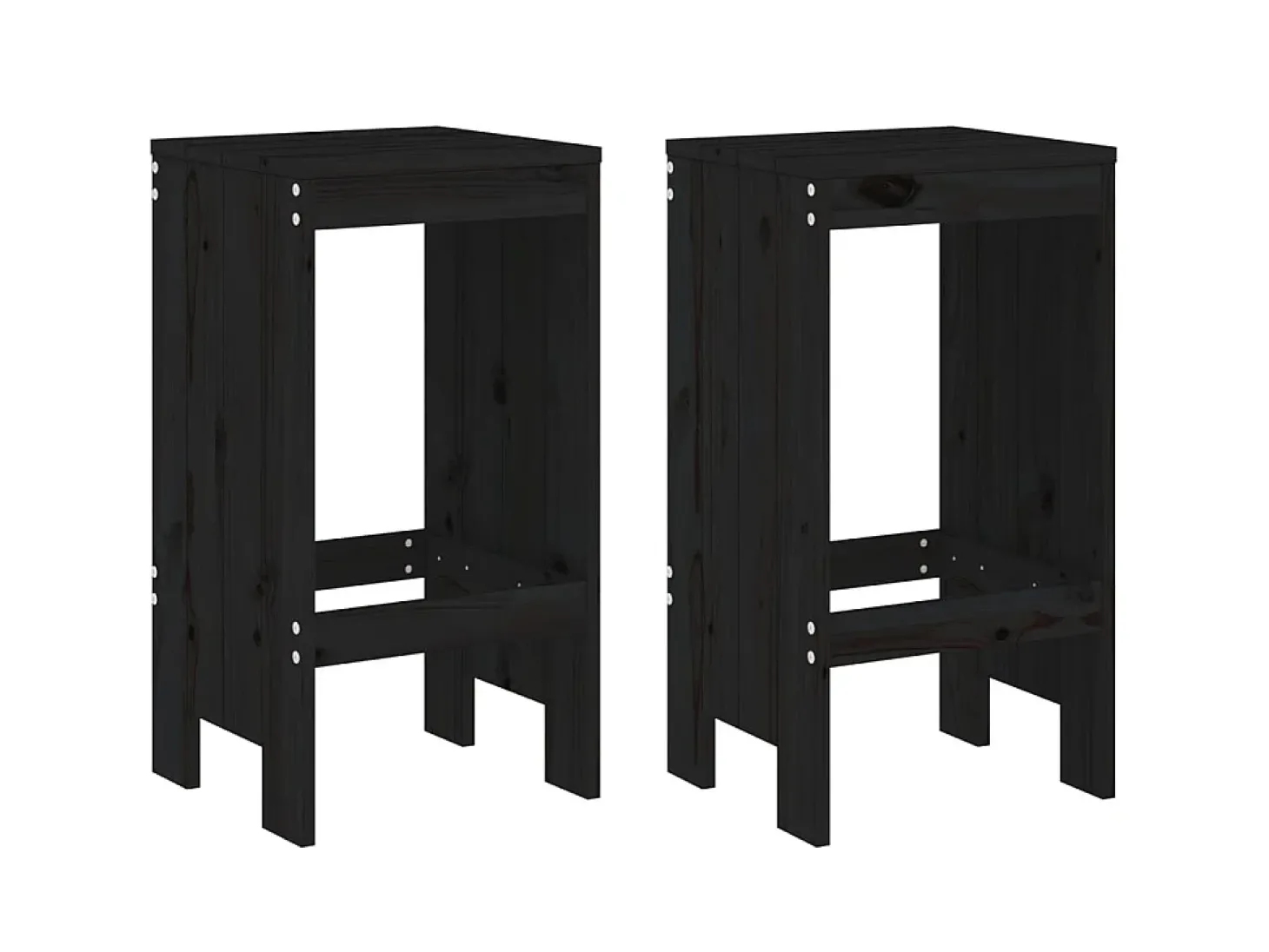 Bancos de bar 2 pcs 40x36x75 cm madeira de pinho maciça preto PT187358