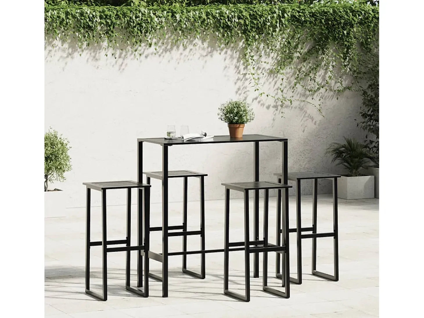 Bancos de bar 4 pcs 38x38x80 cm aço revestido a pó preto PT297173