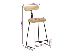 Bancos de bar 2 pcs 49x43x88 cm madeira de mangueira maciça