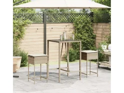 Bancos de bar com almofadões para jardim 2 pcs vime PE bege PT972174