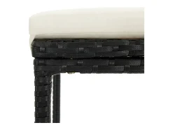 Bancos de bar com almofadões 2 pcs vime PE preto