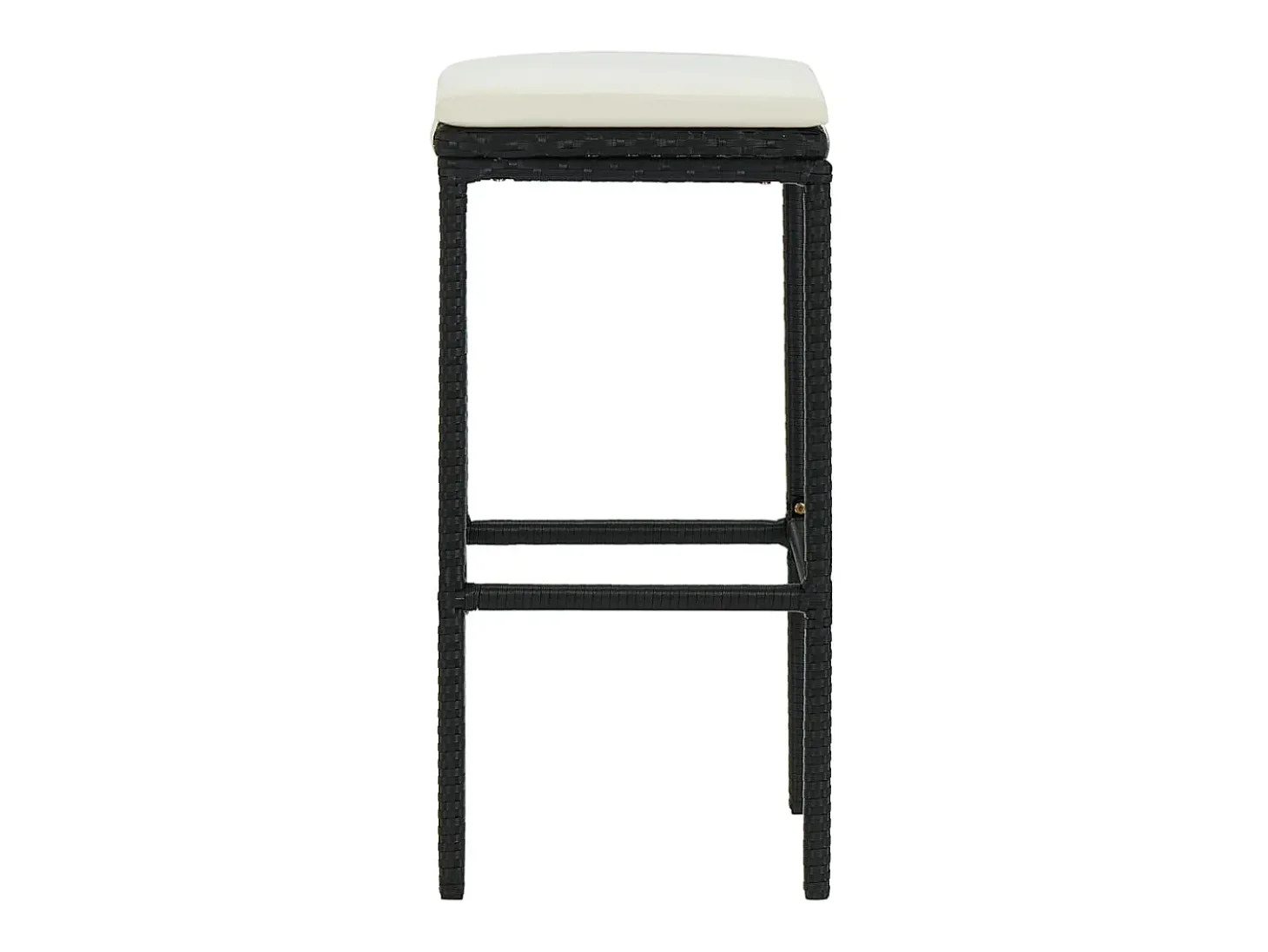 Bancos de bar com almofadões 2 pcs vime PE preto