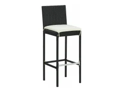 Bancos de bar com almofadões 6 pcs vime PE preto