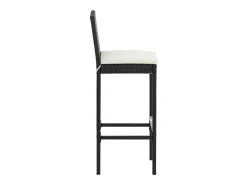Bancos de bar com almofadões 6 pcs vime PE preto