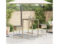 Bancos de bar com almofadões para jardim 2 pcs vime PE bege PT411954