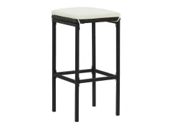 Bancos de bar com almofadões 4 pcs vime PE preto