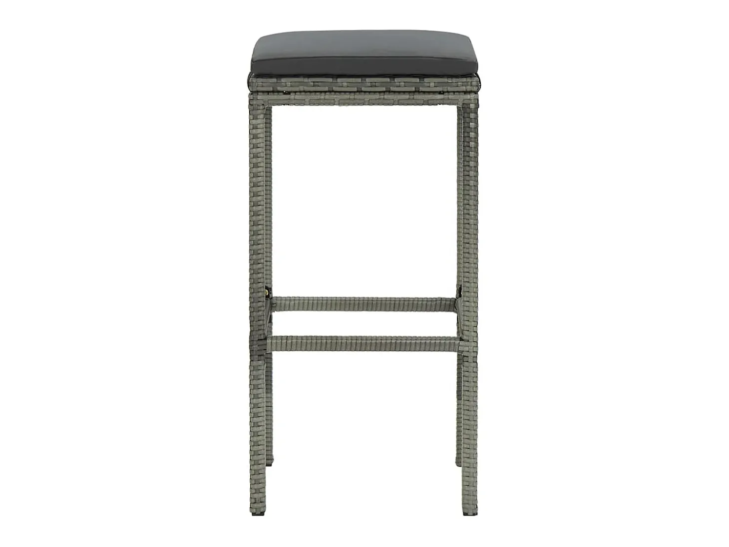 Bancos de bar com almofadões 6 pcs vime PE cinzento