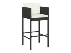 Bancos de bar com almofadões 2 pcs vime PE preto PT381730