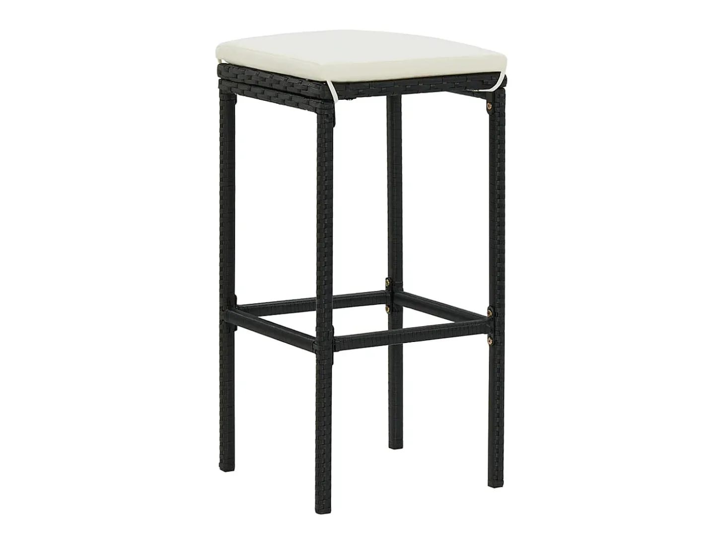 Bancos de bar com almofadões 3 pcs vime PE preto PT950137