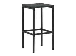 Bancos de bar com almofadões 3 pcs vime PE preto PT950137