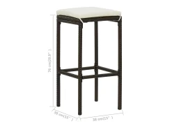 Bancos de bar com almofadões 4 pcs vime PE castanho