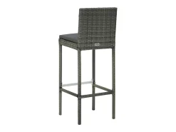 Bancos de bar com almofadões 6 pcs vime PE cinzento