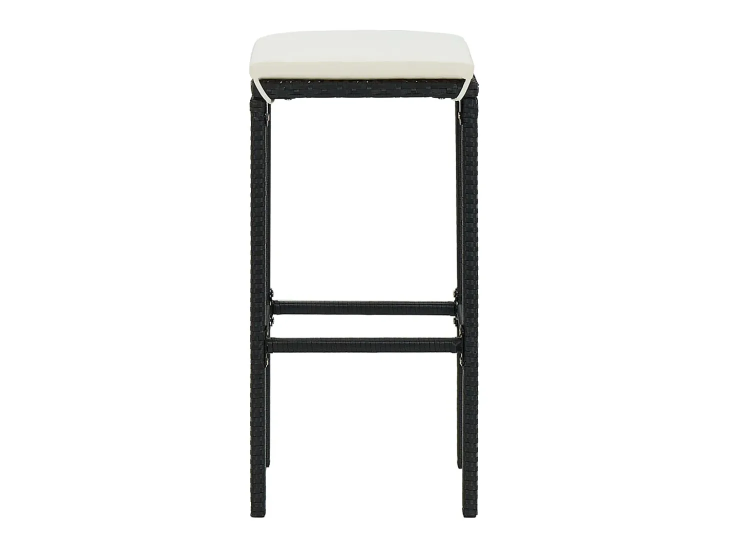 Bancos de bar com almofadões 6 pcs vime PE preto
