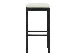 Bancos de bar com almofadões 6 pcs vime PE preto
