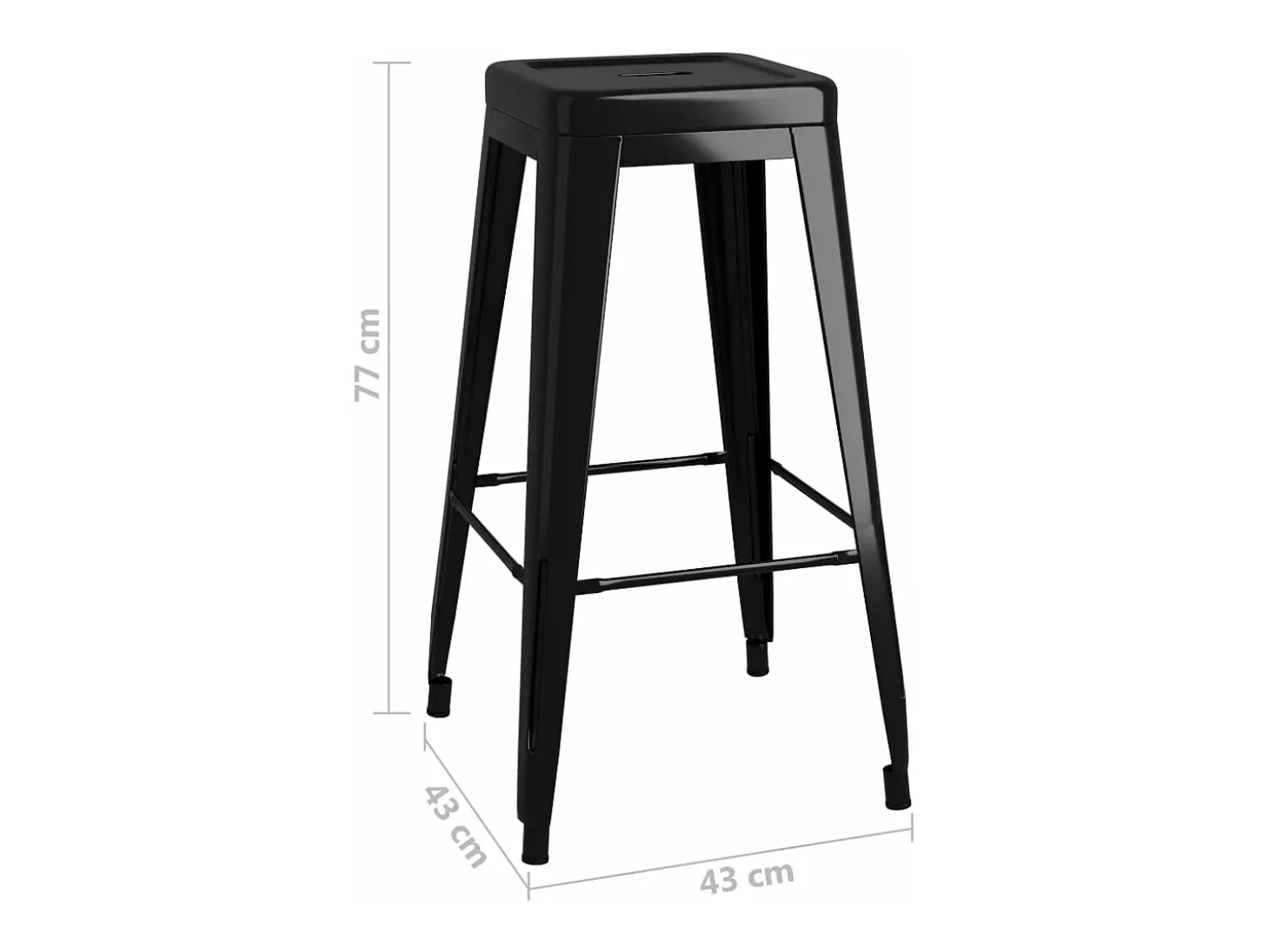 Bancos de bar empilháveis 2 pcs metal preto