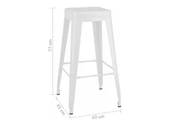 Bancos de bar empilháveis 2 pcs metal branco