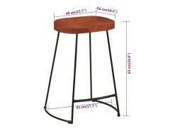 Bancos de bar Gavin 2pcs 45x40x63cm madeira de mangueira maciça