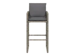 Bancos de bar p/ jardim com almofadões 2 pcs vime PE cinzento PT758182