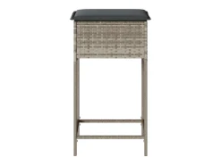 Bancos de bar p/ jardim com almofadões 2pcs vime PE cinza-claro PT456103