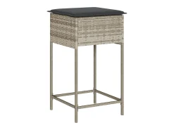 Bancos de bar p/ jardim com almofadões 2pcs vime PE cinza-claro PT456103