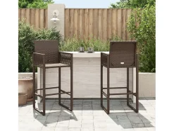 Bancos de bar para jardim 2 pcs vime PE castanho PT844854