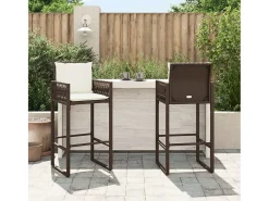 Bancos de bar para jardim com almofadões 2 pcs vime PE castanho PT359417