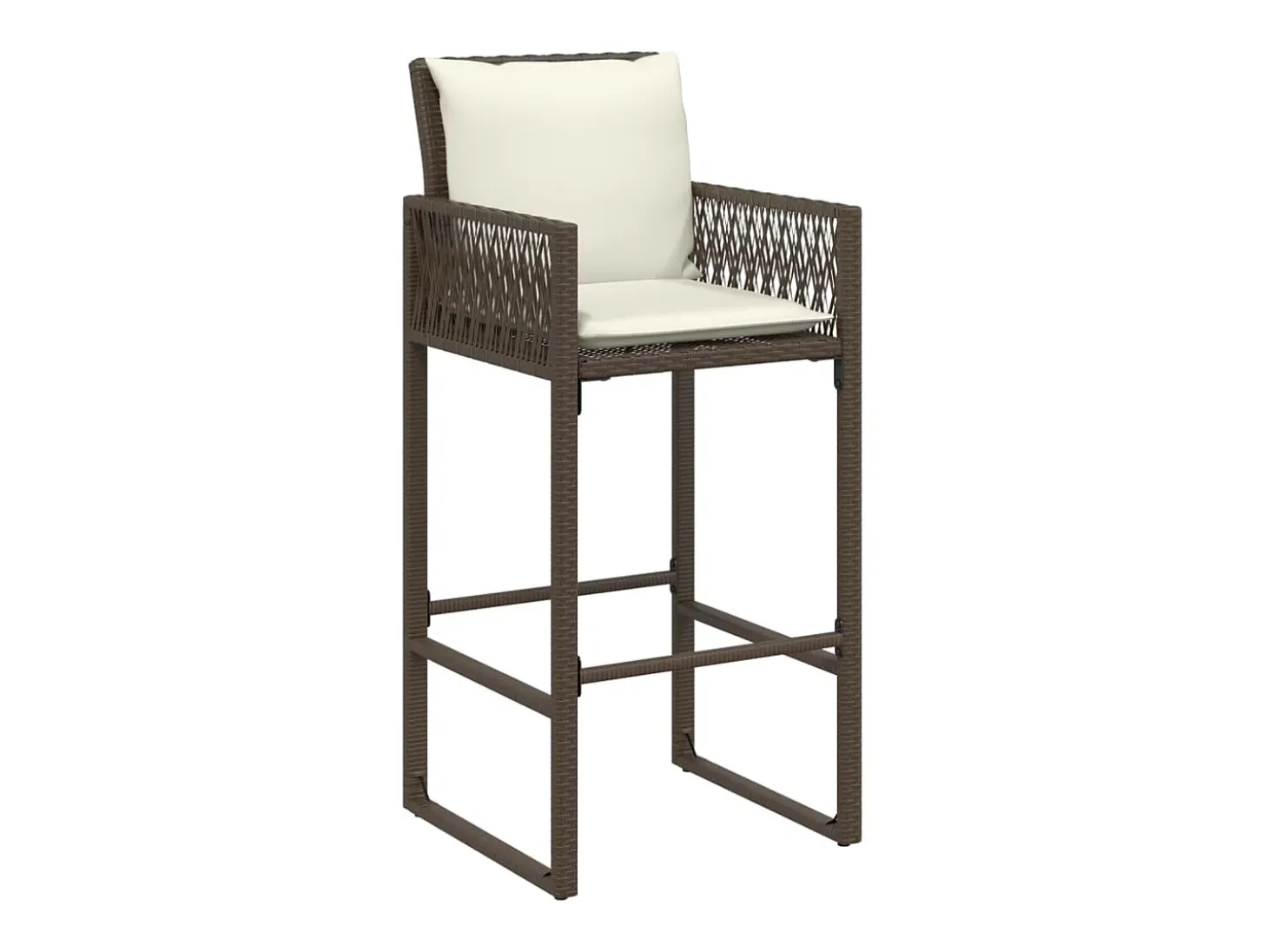 Bancos de bar para jardim com almofadões 2 pcs vime PE castanho PT359417