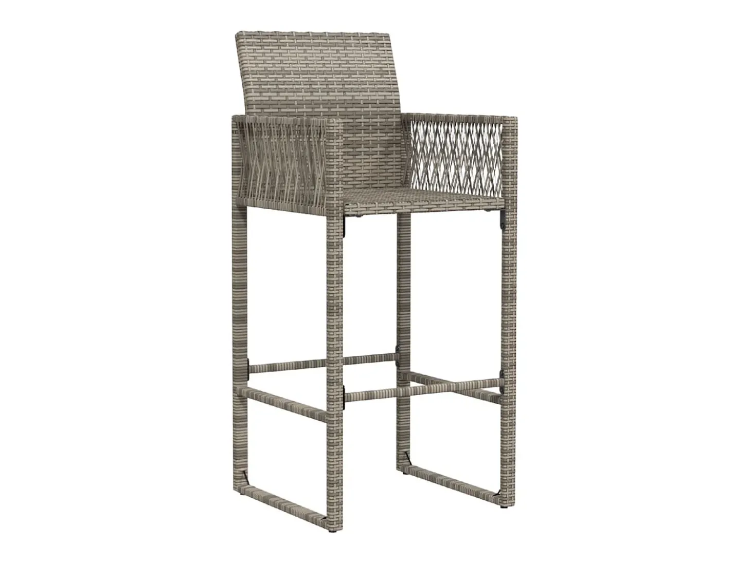 Bancos de bar para jardim 2 pcs vime PE cinzento PT872691