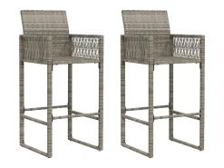 Bancos de bar para jardim 2 pcs vime PE cinzento PT872691