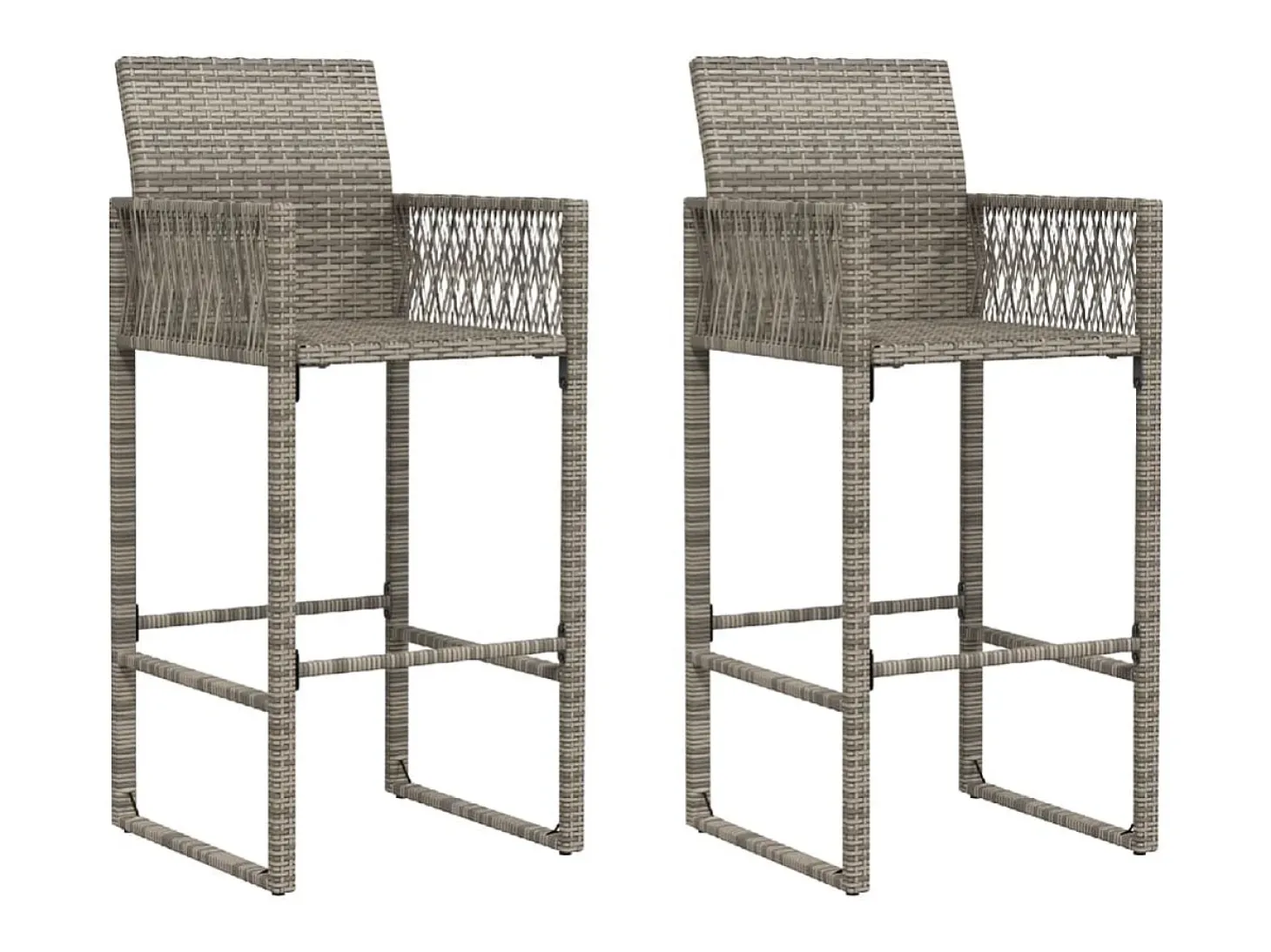 Bancos de bar para jardim 2 pcs vime PE cinzento PT872691