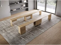 Bancos inferior e superiorextensíveis 26x72/300 cm Evolve Carvalho Natural extensões internas