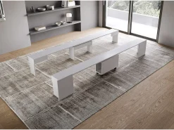 Bancos inferior e superiorextensíveis 26x72/300 cm Evolve Cinza Branca extensões internas