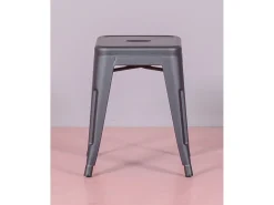 Banqueta baixa em aço industrial (45cm) - Bistro - Preto
