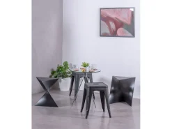 Banqueta baixa em aço industrial (45cm) - Bistro - Preto