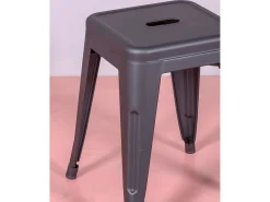 Banqueta baixa em aço industrial (45cm) - Bistro - Preto