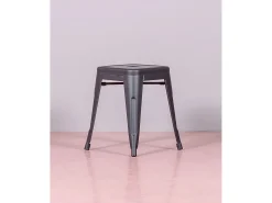 Banqueta baixa em aço industrial (45cm) - Bistro - Preto