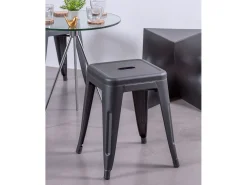 Banqueta baixa em aço industrial (45cm) - Bistro - Preto